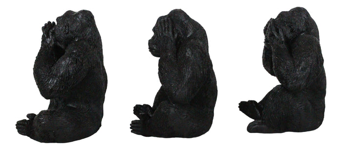 Ebros See Hear Speak No Evil Silverback Gorillas Figurine 3" Height Set Of 3