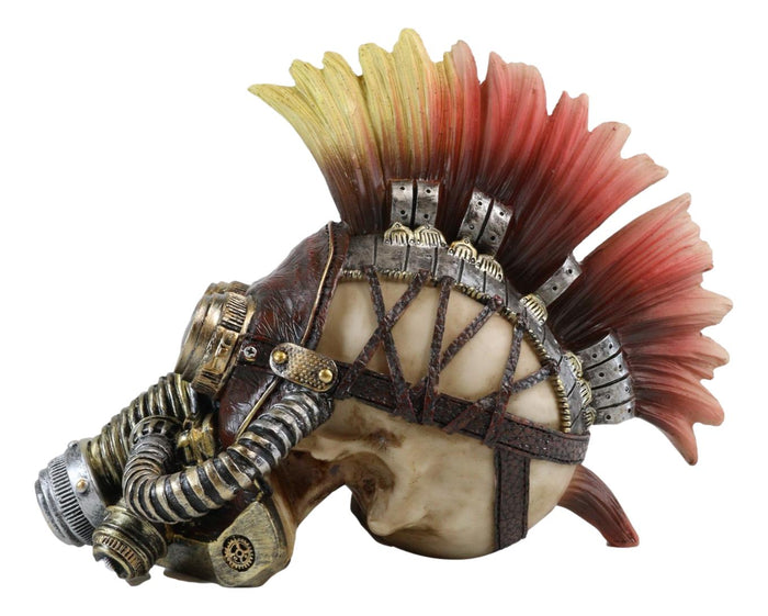 Ebros Steampunk Mohawk Punk Marauder Skull Wearing Strapped Gas Mask Figurine