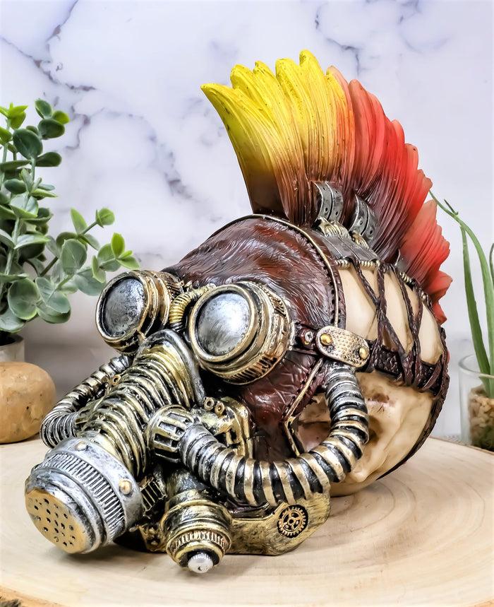 Ebros Steampunk Mohawk Punk Marauder Skull Wearing Strapped Gas Mask Figurine