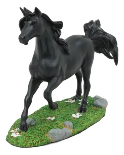Ebros The Fountain Of Youth Mystical Black Unicorn Statue 12" Long As Decorative Figurine Of Enchanted Forest Glade Fantasy Unicorns Gift Ideas For Women Girls Precious Collectible