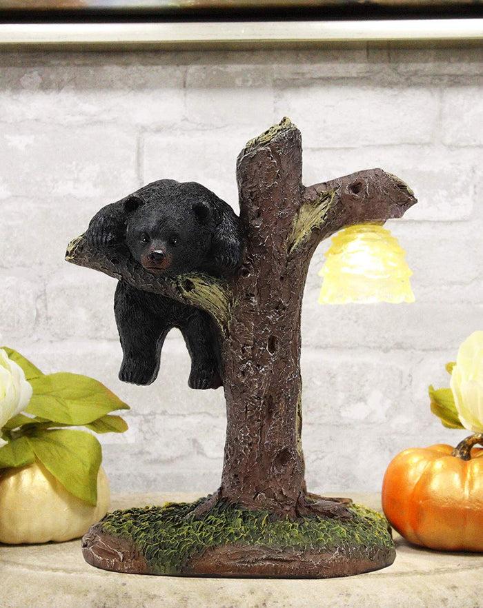Ebros Western Rustic Forest Black Bear Climbing Tree With Beehive LED Night Light Statue 9.25" High Cabin Lodge Decor Bears Figurine For Mantelpiece Shelf Table Home Accent Lamp