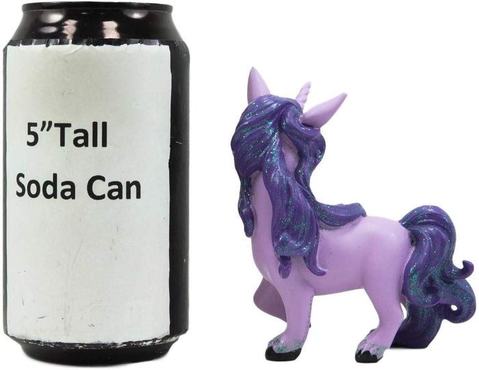 Ebros Whimsical My Little Unicorn Horse Figurine In Pastel Colors (Purple Glow)