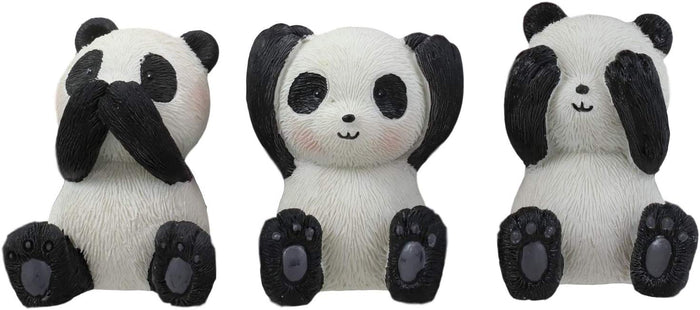 Ebros Whimsical See Hear Speak No Evil Giant Pandas Set Of 3 Figurine 2"H