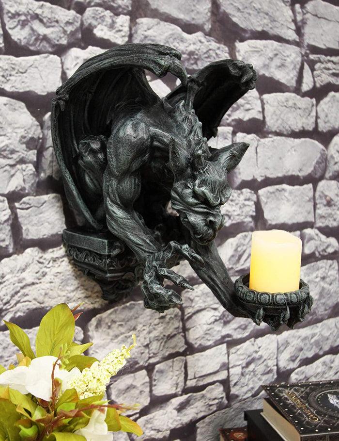 Ebros Whitechapel Manor Gargoyle Wall Sconce: Set Of Two 12"H Gothic Home Decor