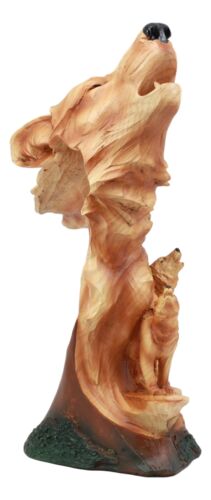 Ebros Wildlife Scene Howling Wolf Head Bust Figurine 12" Tall Wolf Pack Statue In Faux Wood Finish