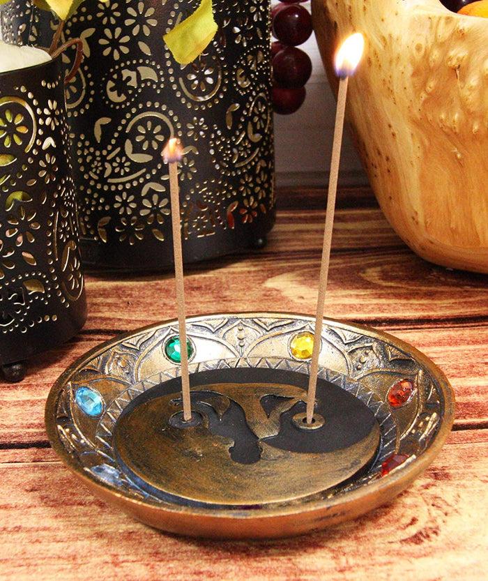 Ebros Yin Yang Symbol With Chakra Beads Incense Sticks Holder Burner 5" Diameter
