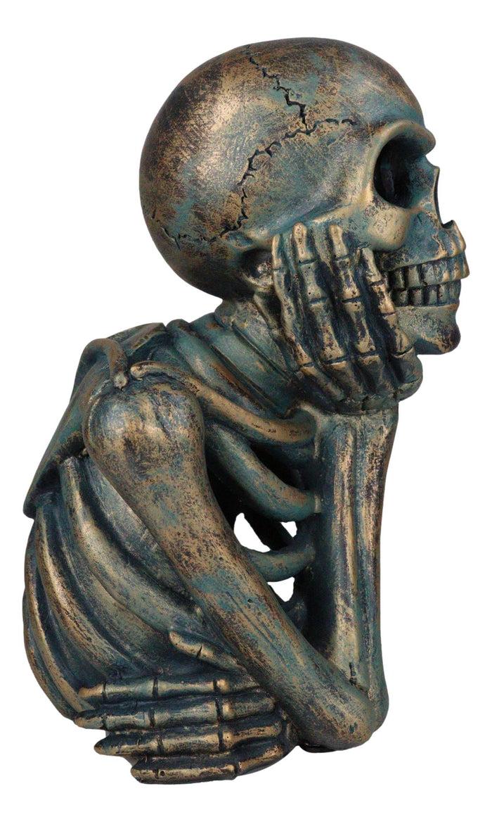 Eerie Daydreaming Thinker Skull Skeleton Bust With LED Night Light Ribs Figurine