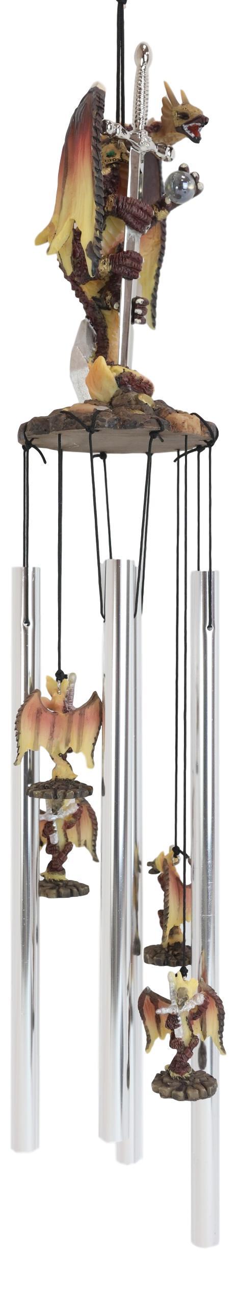 Excalibur Sword Fire Night Dragon Resonant Relaxing Wind Chime Garden Patio