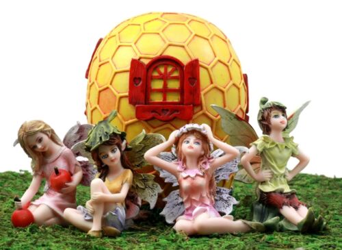 Fairy Garden Miniatures Starter Kit Bumblebee Honeycomb & 4 Mini Fairy Figurines