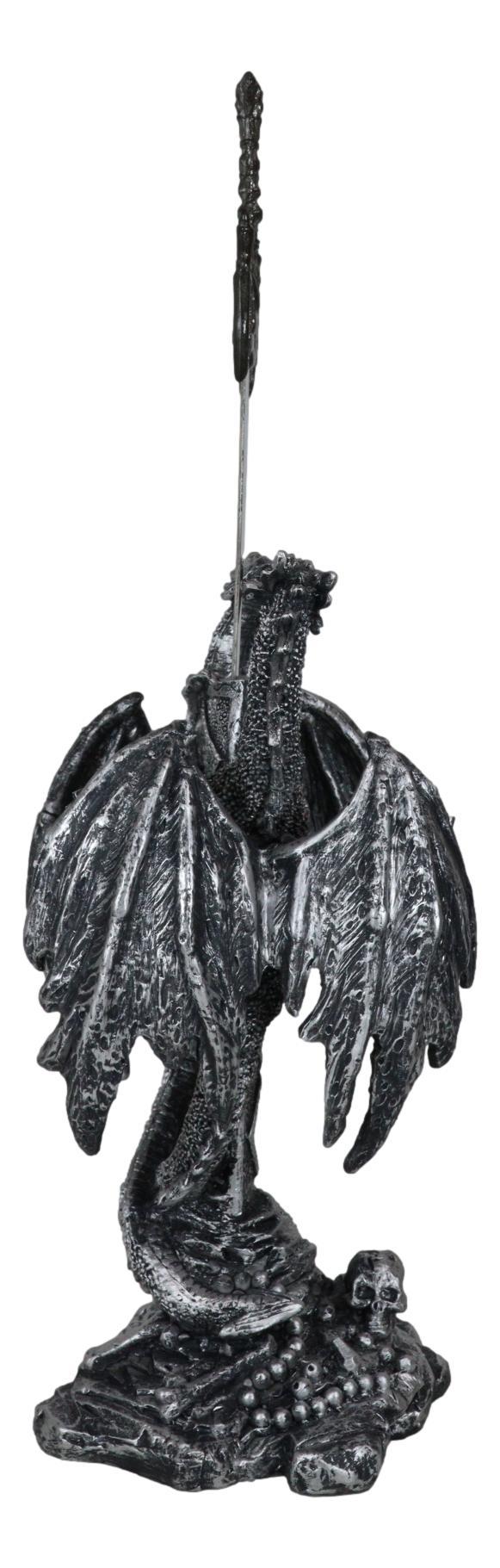 Fantasy Gothic Climbing Double Dragon And Excalibur Sword Letter Opener Figurine