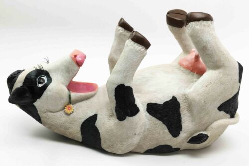 Farm Bovine Cow Adorable Spots Wine Guzzler Holder Kitchen Decor Resin Figurine
