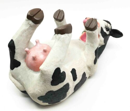Farm Bovine Cow Adorable Spots Wine Guzzler Holder Kitchen Decor Resin Figurine