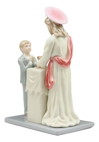 Fine Porcelain My First Communion Jesus With Child Boy Statue 7"Tall Keepsake
