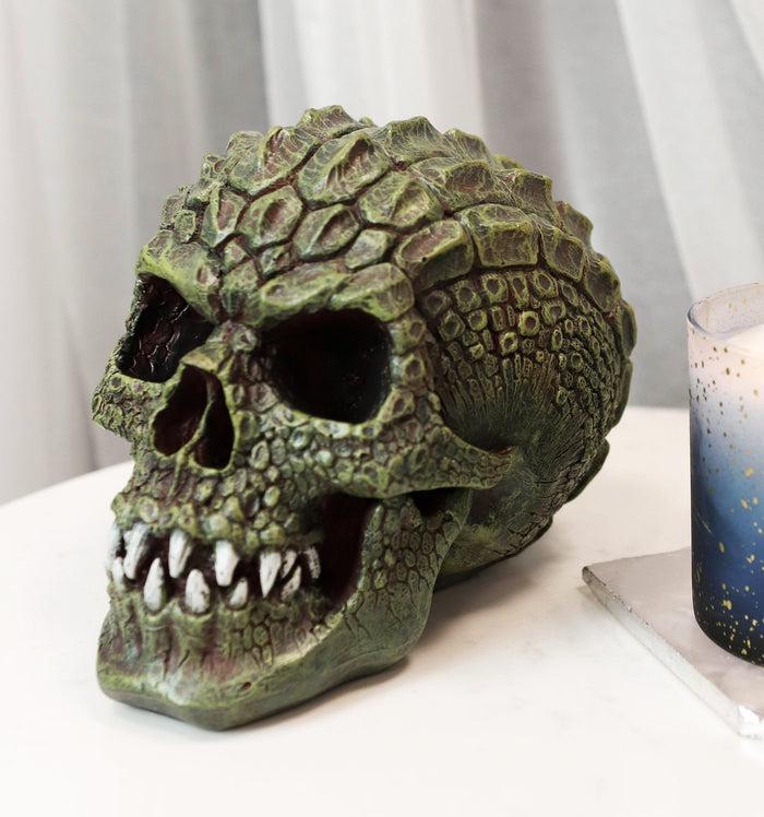 Gator Head Alligator Monster Cranium Skull With Hide Skin Look Decorative Statue