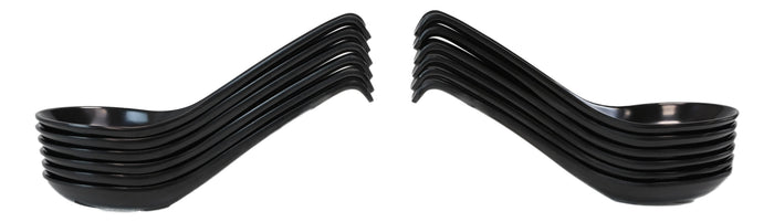 Glossy Black Melamine Ladle Style Soup Spoons With Hook Ends 1oz Set of 12 Spoon