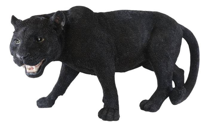 Grand Scale Realistic Black Panther Jaguar Leopard Prowling Statue 31"Long
