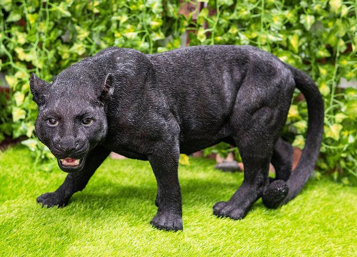 Grand Scale Realistic Black Panther Jaguar Leopard Prowling Statue 31"Long