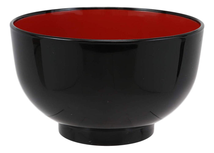 Japanese Black Red Lacquer Copolymer Plastic 5.5"Dia Small Bowl 16oz Set Of 10