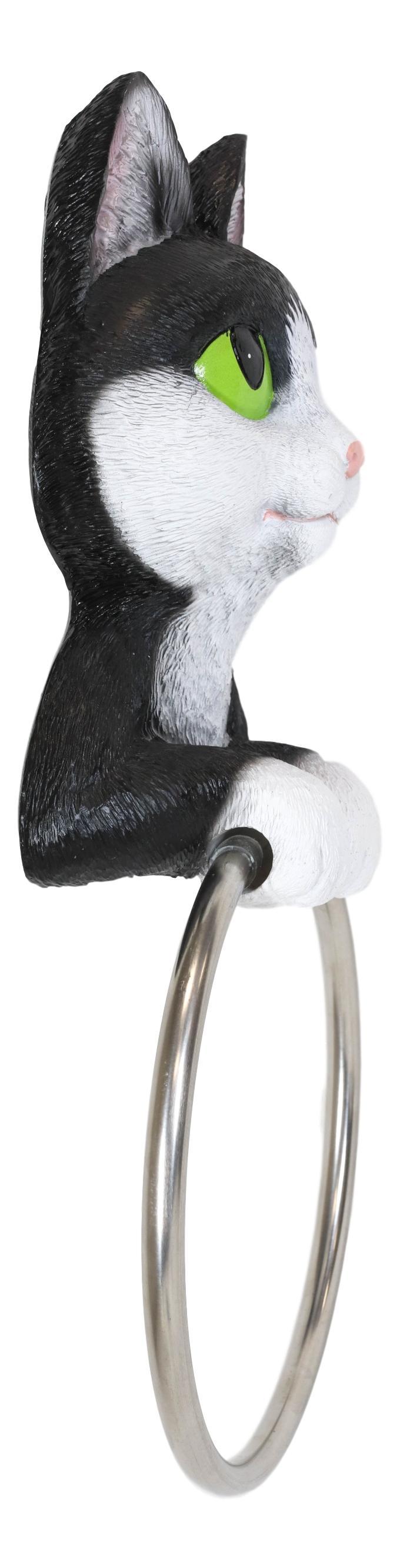 Kitten Cat Hand Towel Ring Holder Hanging Figurine For Vanity Bathroom Kitchen