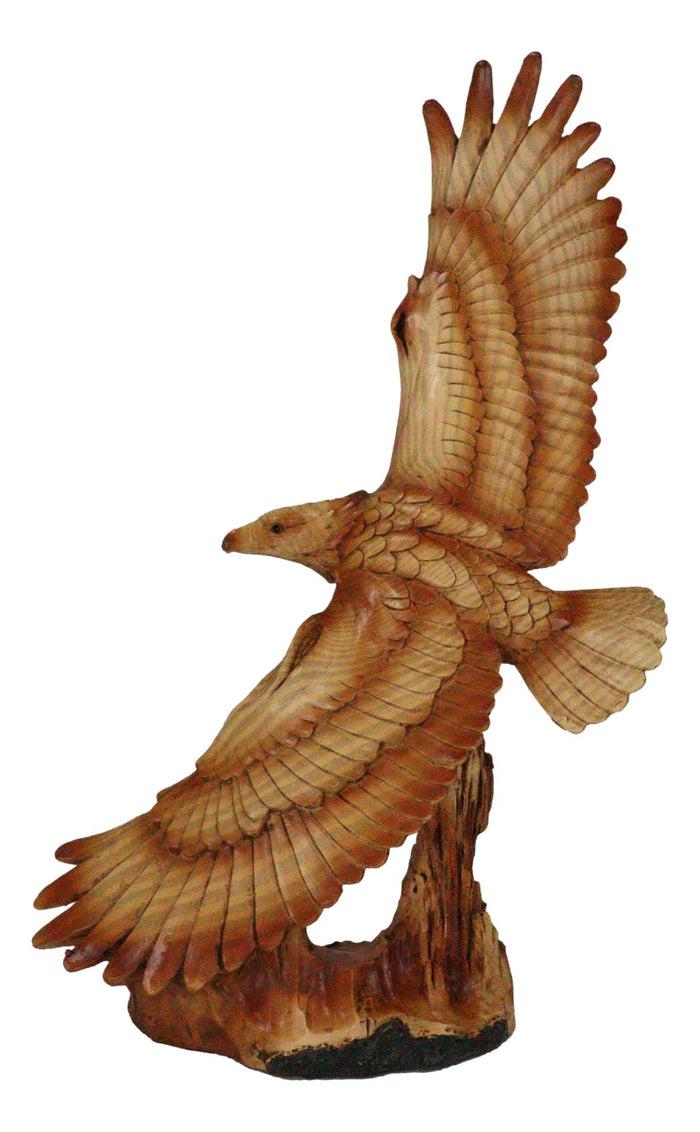 Large American Wildlife Nature Aerial King Of The Sky Gliding Bald Eagle Statue