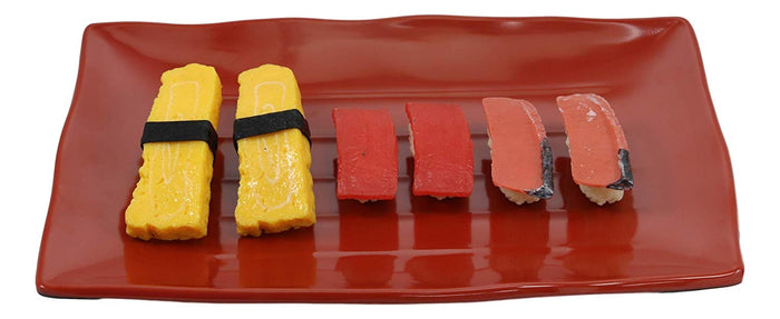 Large Red Black Melamine Serving Platter Plate Or Dish For Sushi Kebab Set Of 6