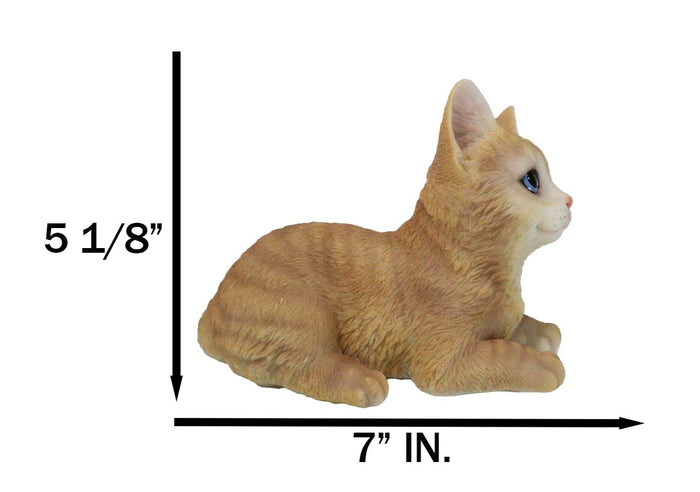 Lifelike Adorable Sitting Orange Tabby Feline Kitten Cat Pet Pal Figurine