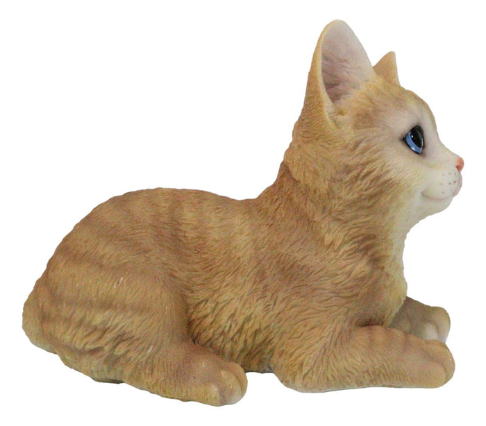 Lifelike Adorable Sitting Orange Tabby Feline Kitten Cat Pet Pal Figurine