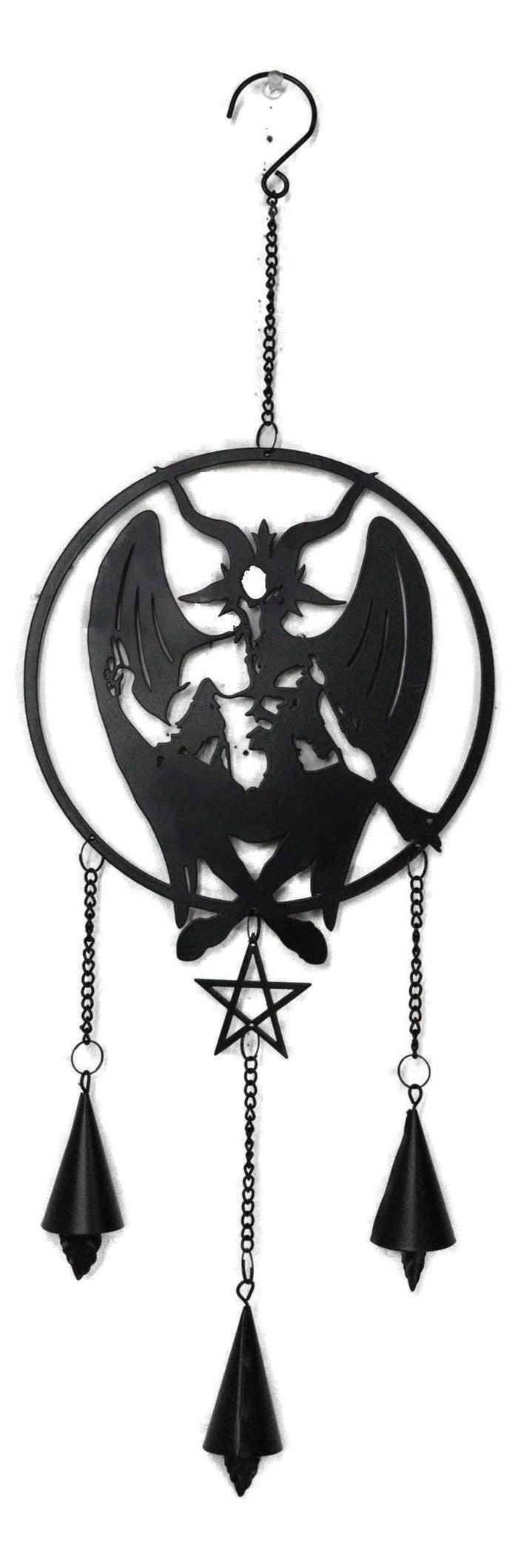 Macabre Wicca Sabbatic Goat Baphomet Pentagram Wall Hanging Decoration Chime