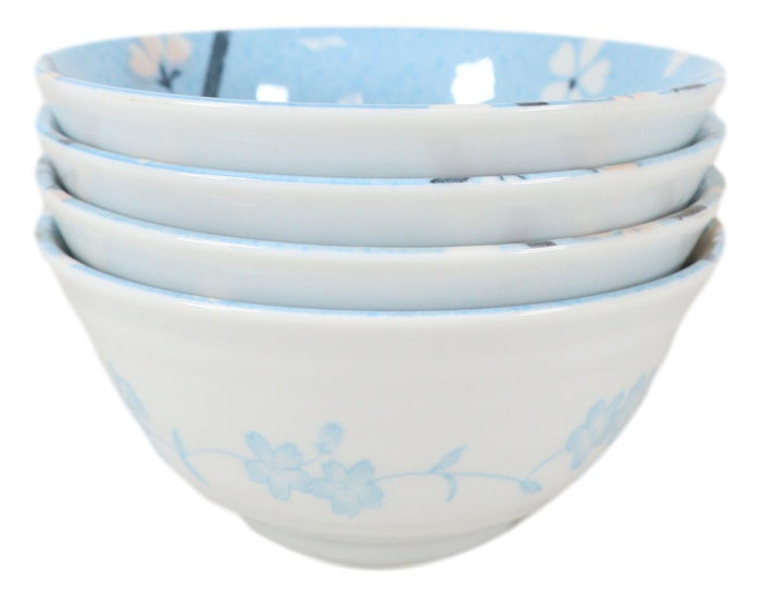 Made In Japan Cherry Blossoms Soup Rice Pasta Salad Cereal Bowls 6"D 16oz Set 4