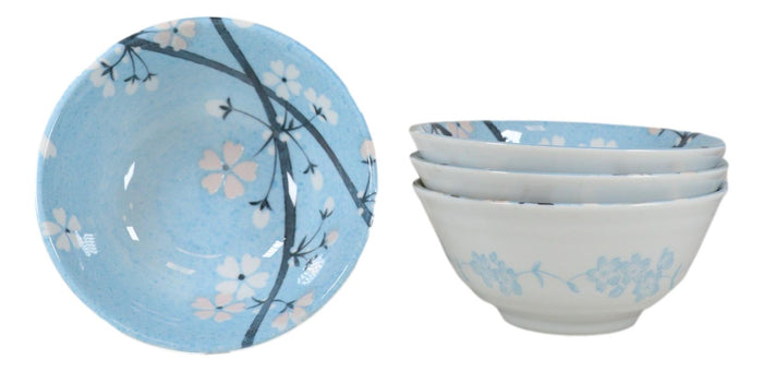 Made In Japan Cherry Blossoms Soup Rice Pasta Salad Cereal Bowls 6"D 16oz Set 4