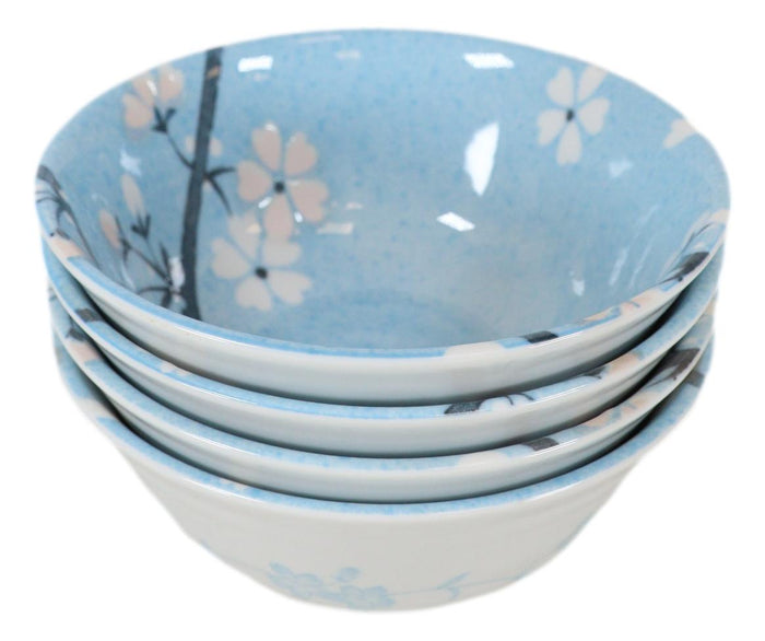 Made In Japan Cherry Blossoms Soup Rice Pasta Salad Cereal Bowls 6"D 16oz Set 4