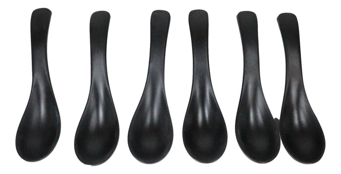 Matte Black Melamine Deep Soup Spoons Pack Of 12 Restaurant Supply Food Spoon