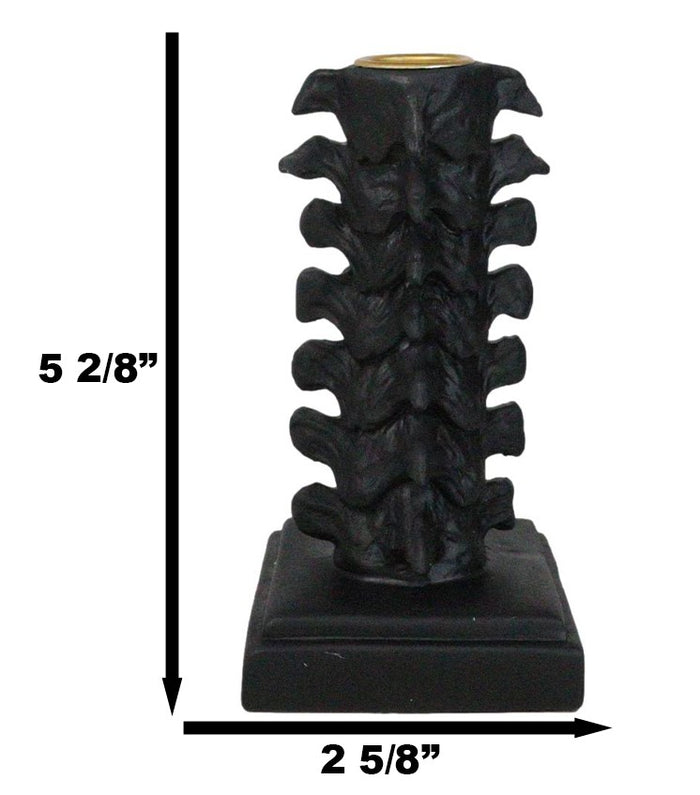 Pack Of 2 Black Vertebrae Back Bones Spine Skeleton Macabre Taper Candle Holders