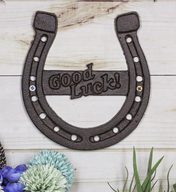 Pack Of 2 Rustic Western Cast Iron Horseshoe Good Luck Sign Wall Decor Plaque