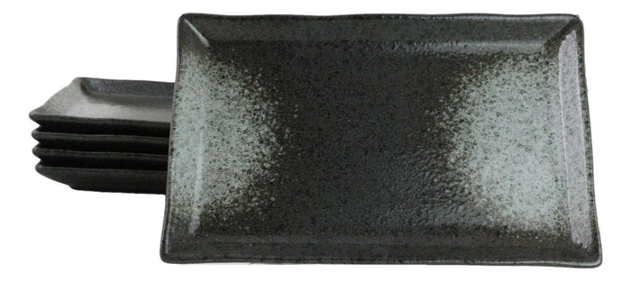 Pack Of 5 Grey Tone Hakumu Ceramic Collection Rectangular Sushi Plates 7.75" L
