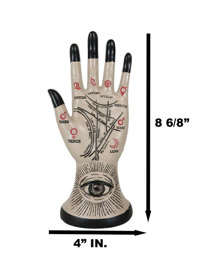 Psychic Fortune Teller Chirology Palmistry Eye Of Providence Hand Palm Figurine