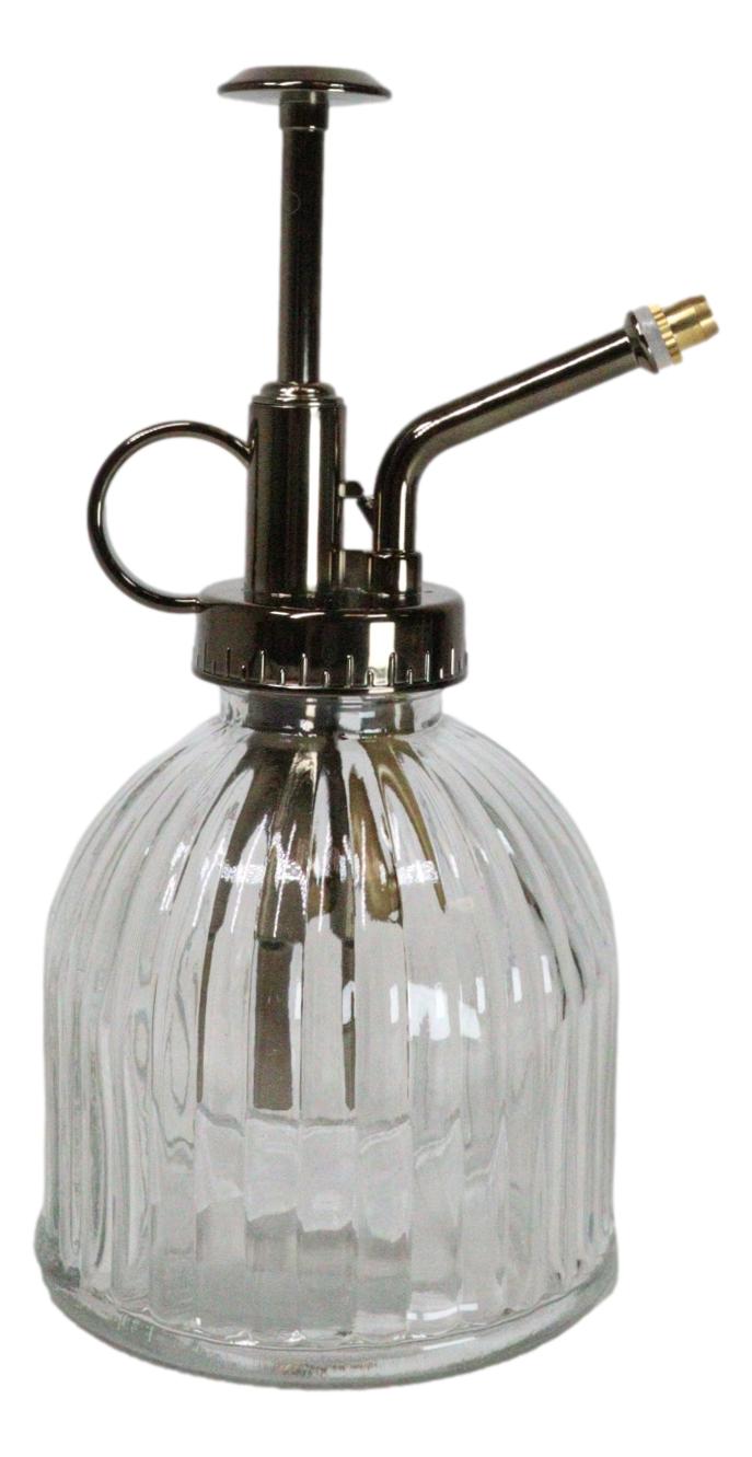 Ribbed Glass Vintage Style Home Botanical Flowers Plant Mister Spray Ornament
