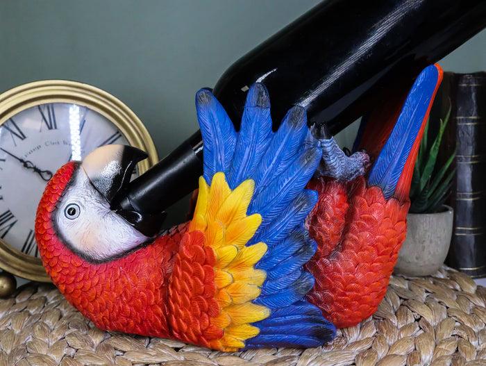 Rio Rainforest Jungle Red Scarlet Macaw Parrot Wine Bottle Holder Caddy Figurine