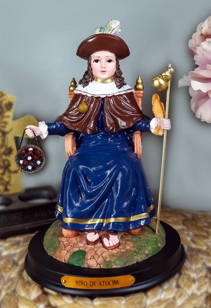 Roman Catholic Santo Nino De Holy Infant of Atocha Seated On Throne Statue Decor