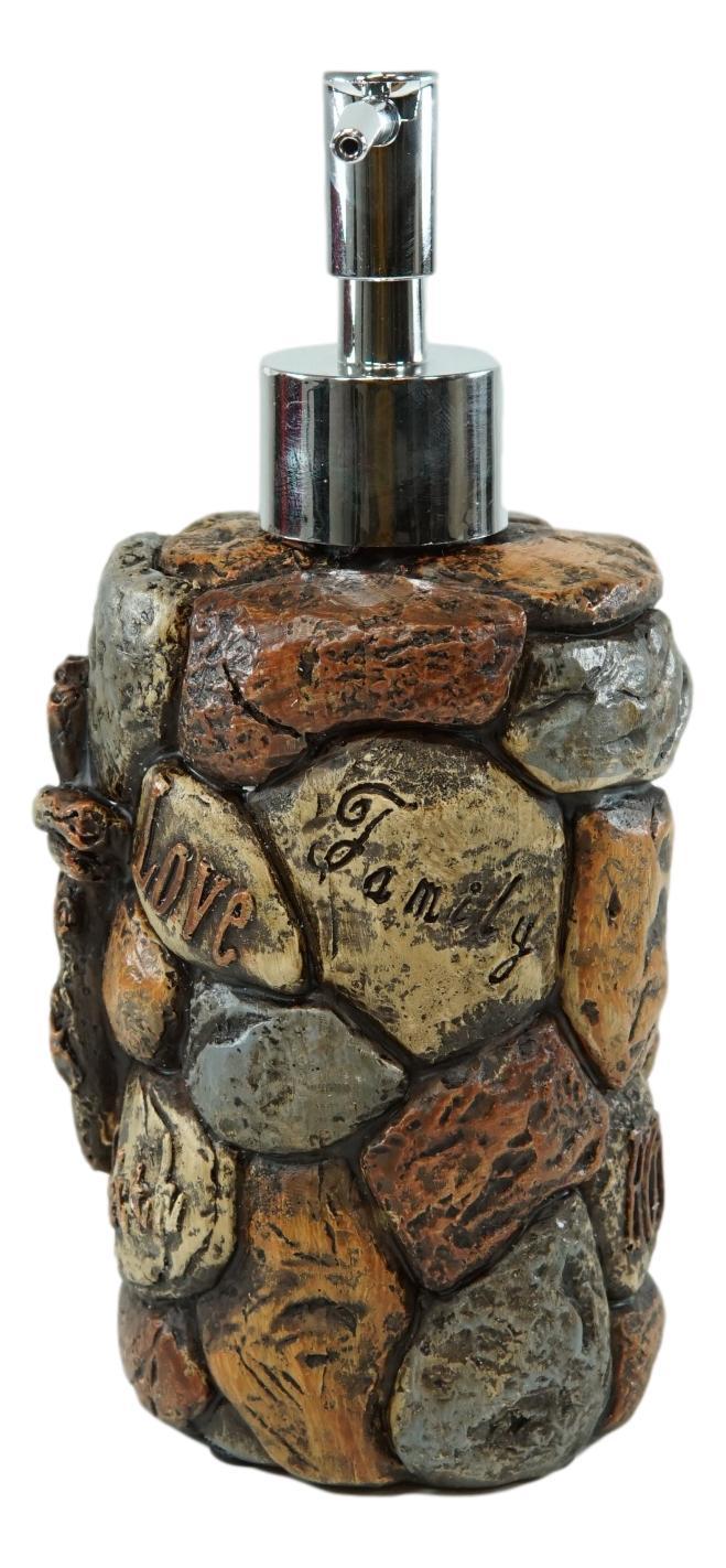 Rustic Solid Rock Of Christ Cross Joy Hope Peace Love Liquid Soap Pump Dispenser