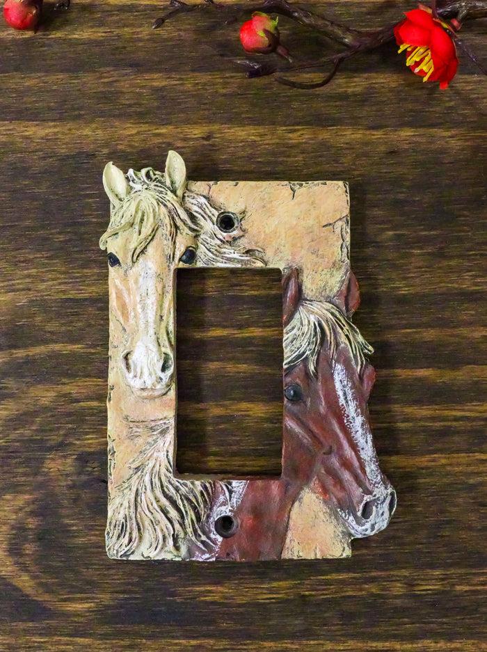 Rustic Western Chestnut Palomino Horses Single Gang Rocker Switch Cover Set Of 2