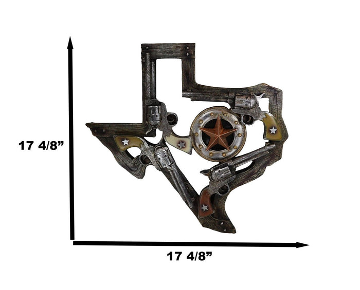 Rustic Western Lone Star Texas Map 4 Cowboy Revolver Guns With Ropes Wall Decor
