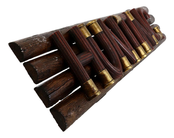 Rustic Western Shotgun 12 Gauge Bullets HUNTING Word Art Sign Wall Plaque Decor