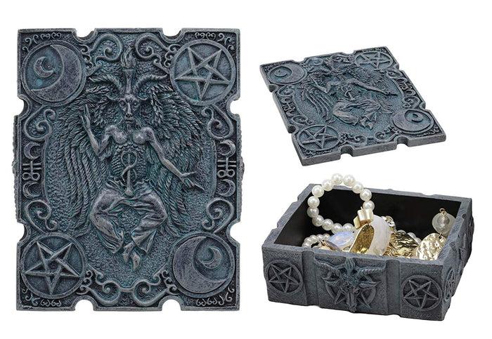 Sabbatic Goat Baphomet With Crescent Moons And Pentagram Decorative Box