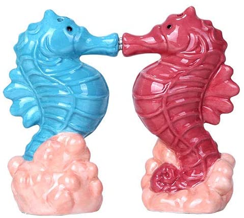 Seahorses Marine Life Hippocampus Magnetic Salt And Pepper Shaker Set Decor
