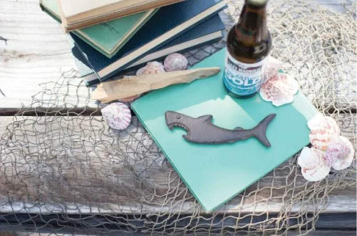 SET OF 2 Cast Iron Nautical Attacking Jaws Great White Shark Beer Bottle Opener