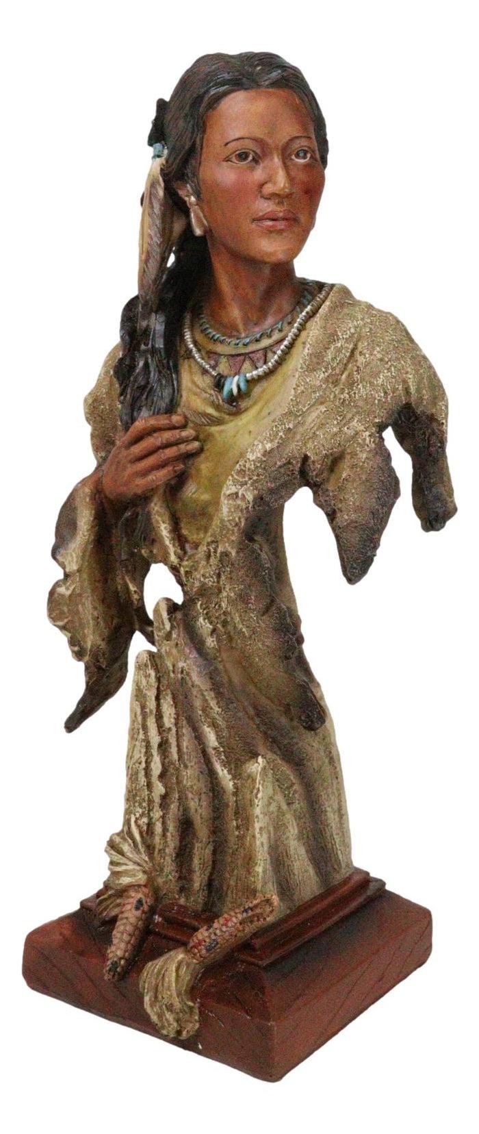Set Of 2 Native American Indian Chief And Lady Princess Bust Desktop Figurines