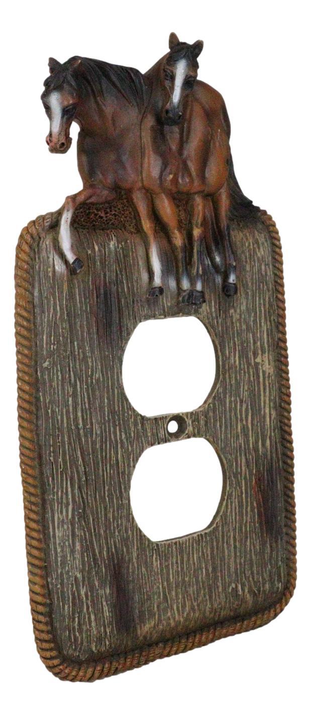Set Of 2 Novelty Western Country Equine Horses Double Receptacle Outlet Plates