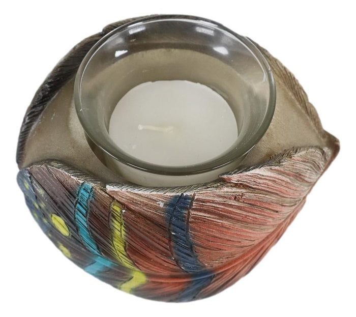 Set Of 2 Southwestern Indian Dreamcatcher Feather Tea Light Votive Candle Holder