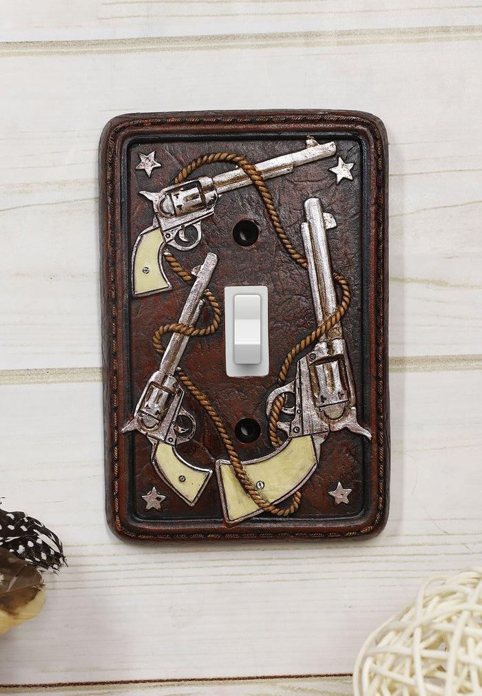 Set of 2 Western Cowboy Six Shooter Pistols Single Toggle Switch Wall Plates